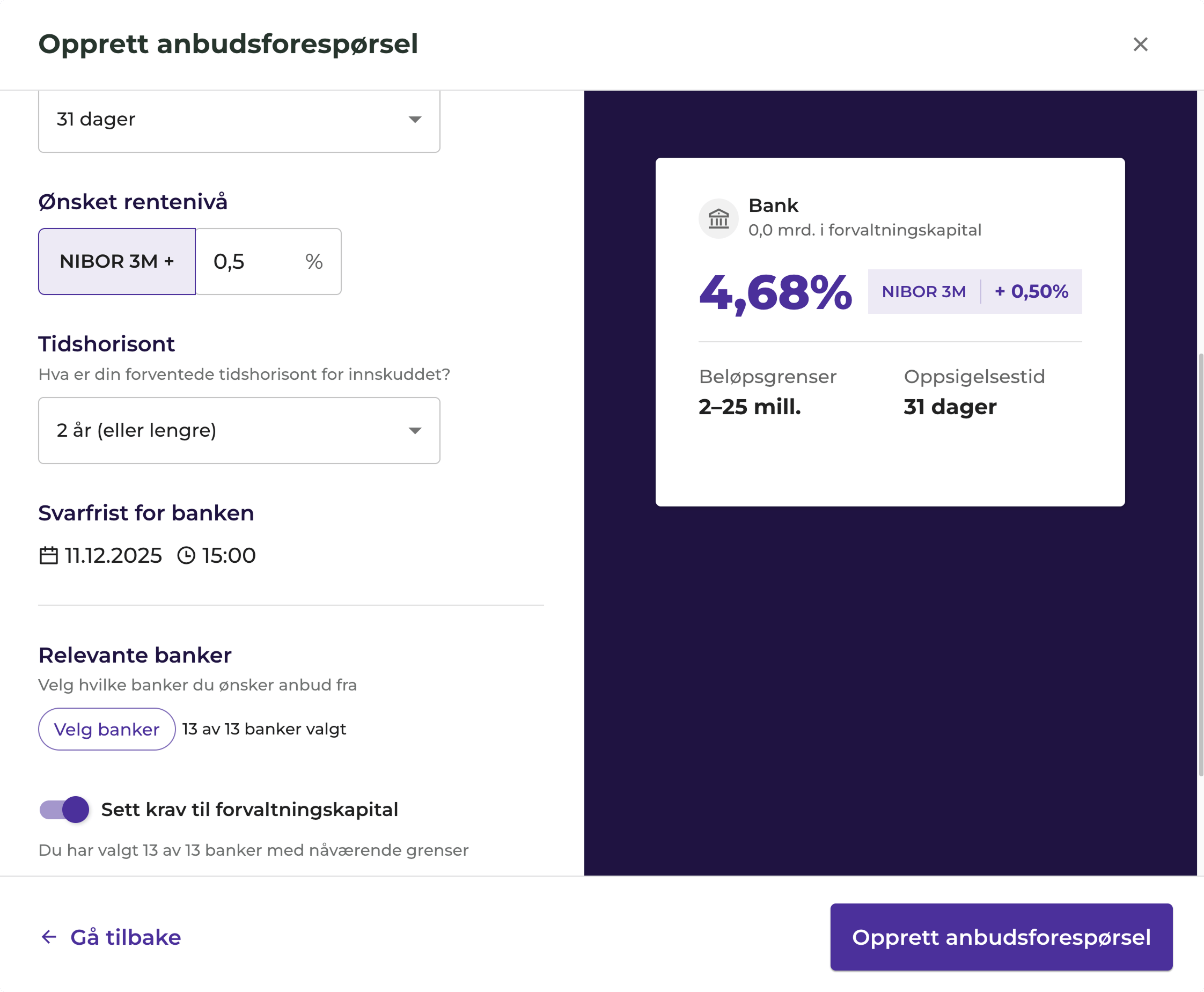 opprett anbudsforesporsel 2